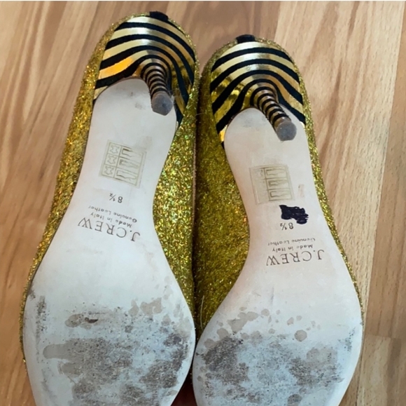 J. Crew Collection Roxie Yellow Gold Glitter Pumps 8.5 - Picture 5 of 5